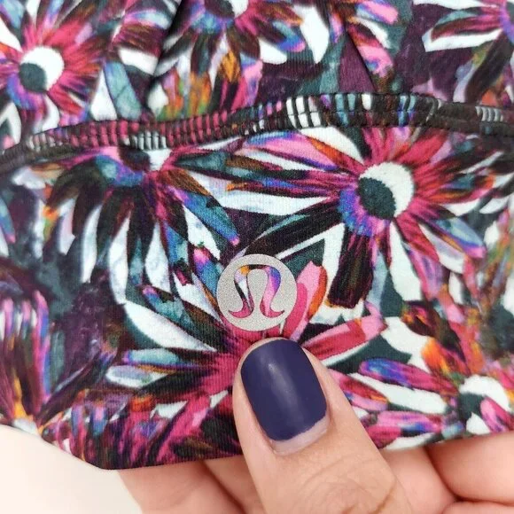 Lululemon Energy Longline Bra Medium Support Size 2 Floral Electric Strappy Back - Picture 6 of 15